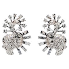 Palladium and Baguette Diamond Earrings