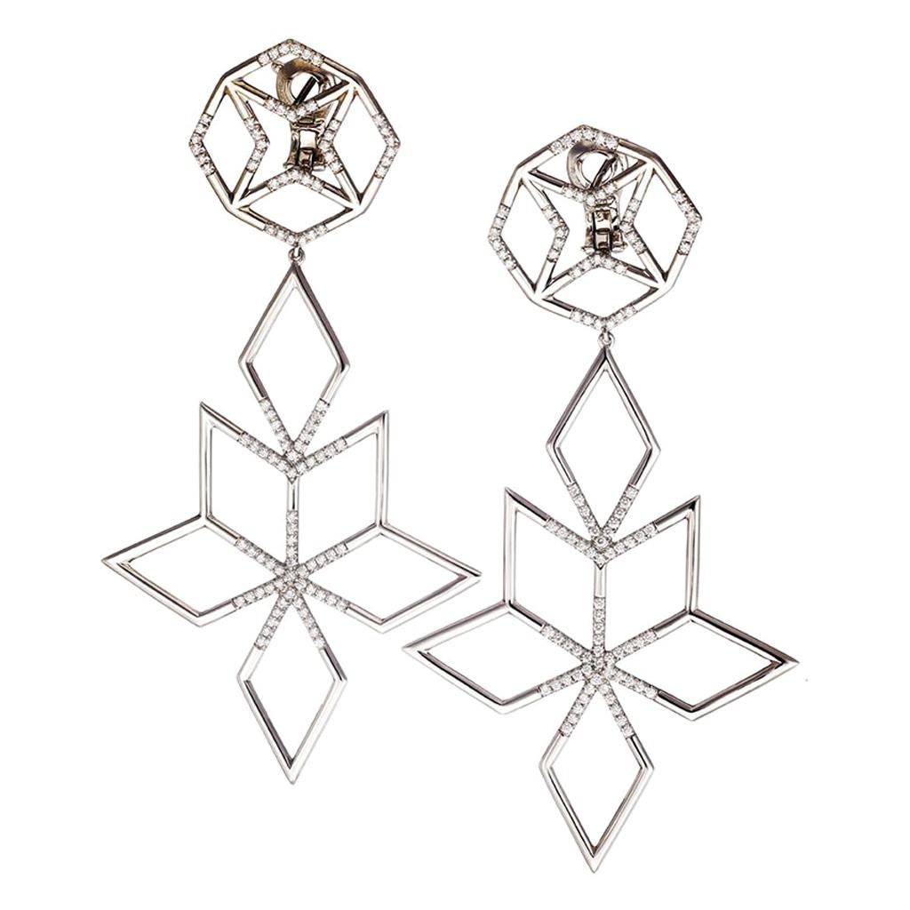 Palladium and White Diamonds Earrings Aenea Jewellery For Sale