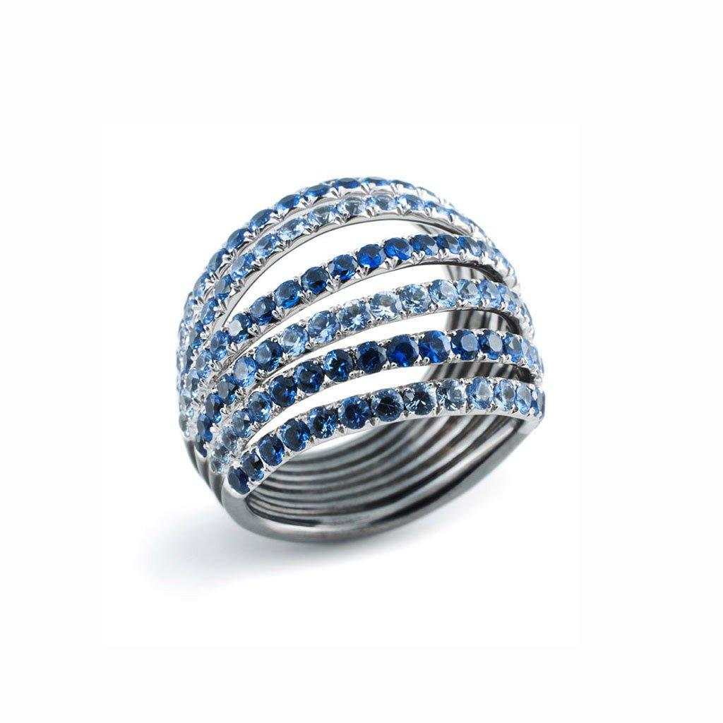 Palladium Blue Sapphires White Diamonds Earrings Aenea Jewellery For Sale 10