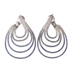Used Palladium Blue Sapphires White Diamonds Earrings Aenea Jewellery