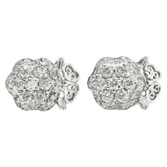 Palladium Diamond Cluster Earrings
