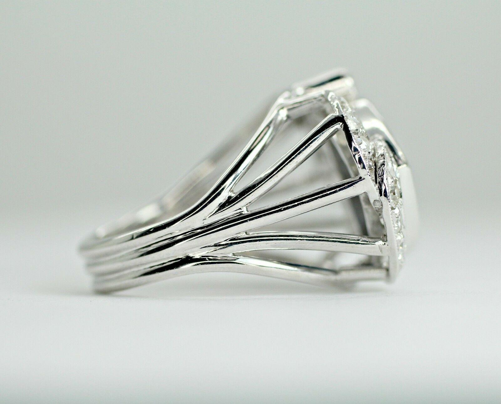Trillion Cut Palladium Natural Blue Sapphire Ring with Diamonds