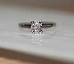 Palladium Old European Cut Diamond Solitaire Engagement Ring