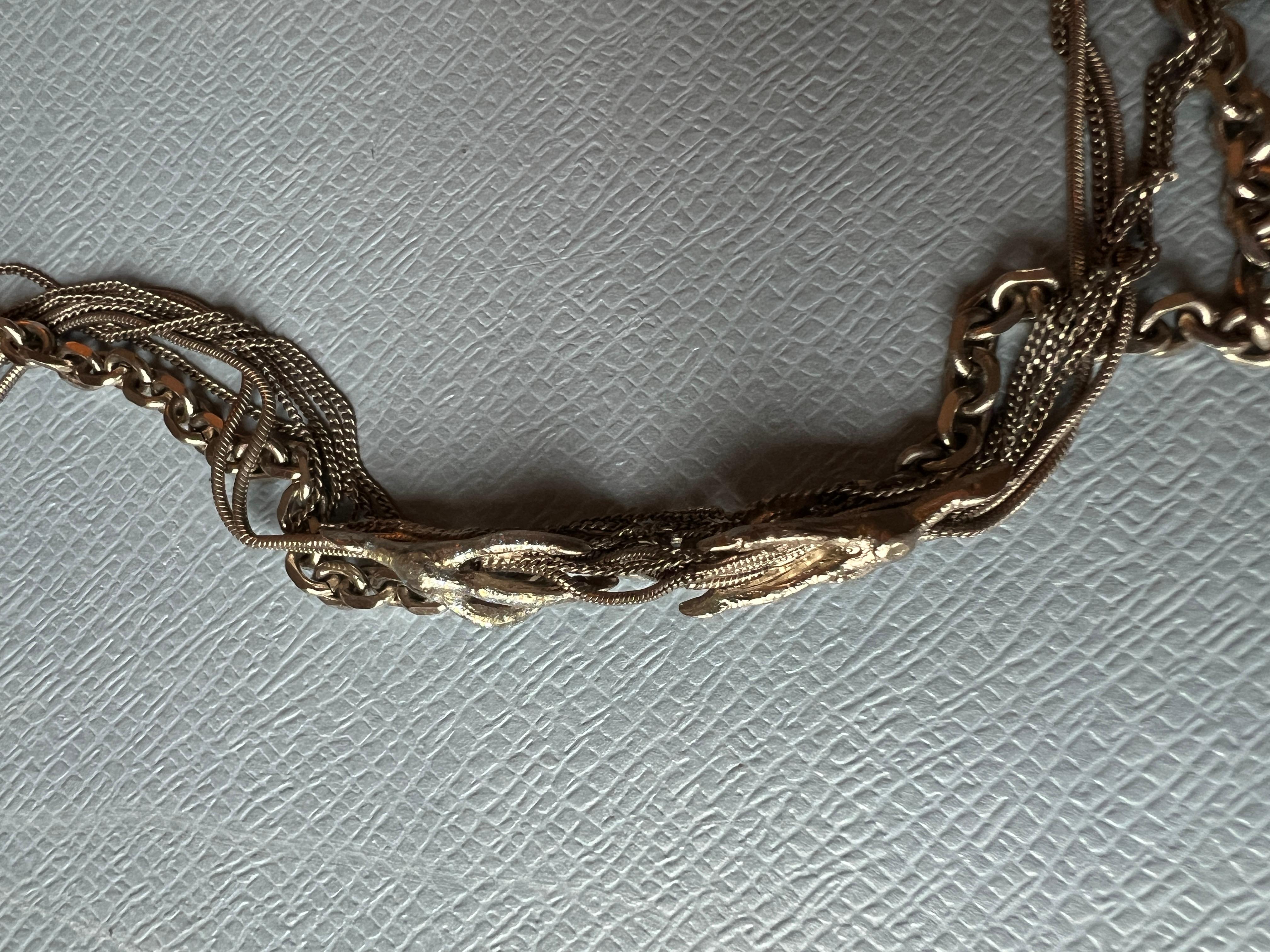 Collana lunga a catena multipla Piedi di uccello smaltati Palladio Vintage In condizioni Nuovo in vendita a Los Angeles, CA