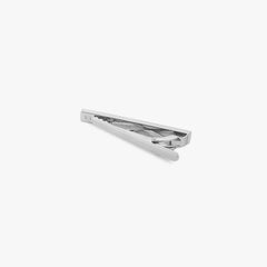 Palladium Plated Tie Clip with Burgundy Leather