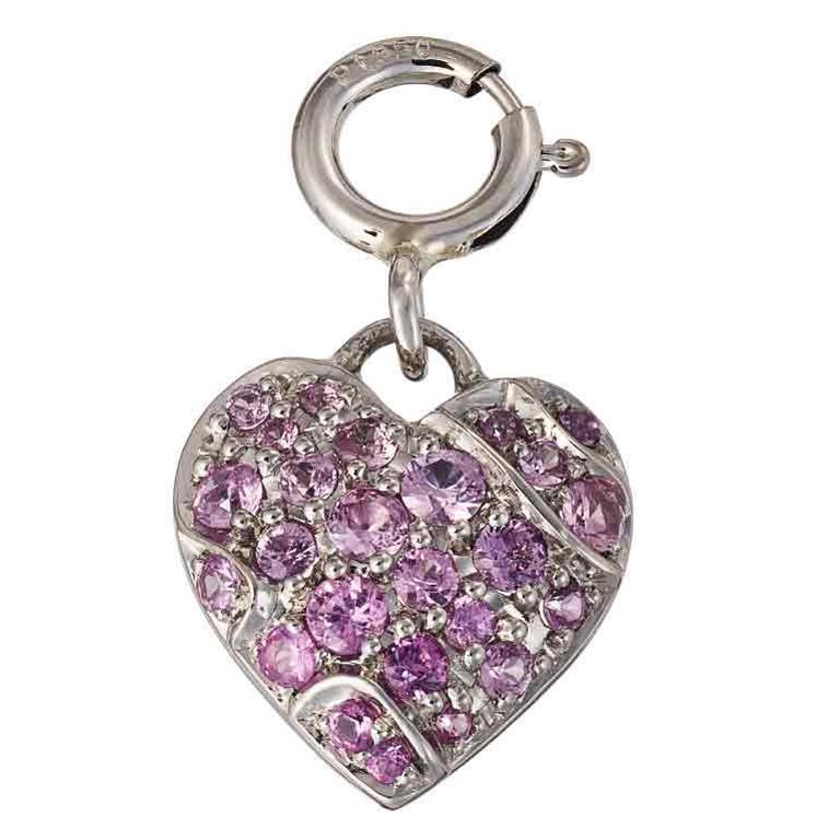 Palladium Platinum Pink Sapphire Heart Pendant