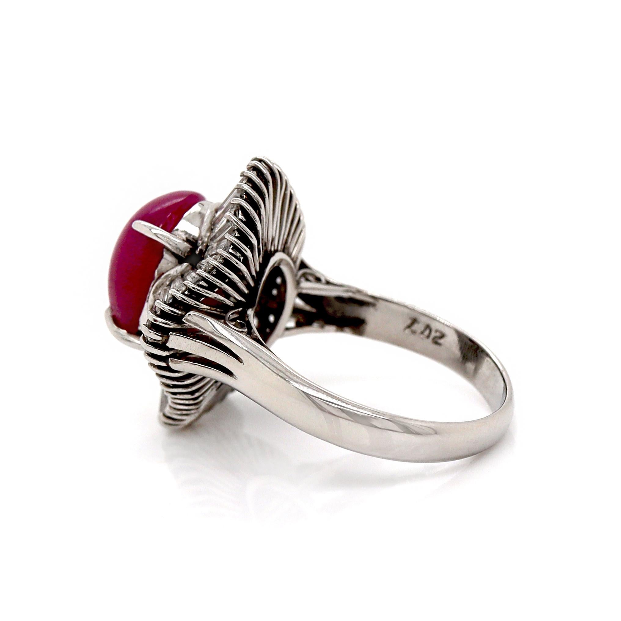 Palladiumring PM900 mit Rubin und Diamant für Damen oder Herren im Angebot