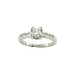 Anillo de paladio con diamante solitario talla princesa 0,50 ct G/SI2