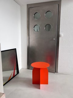 Arches Side Table in Metal , Made in Italy , 1970's Orange