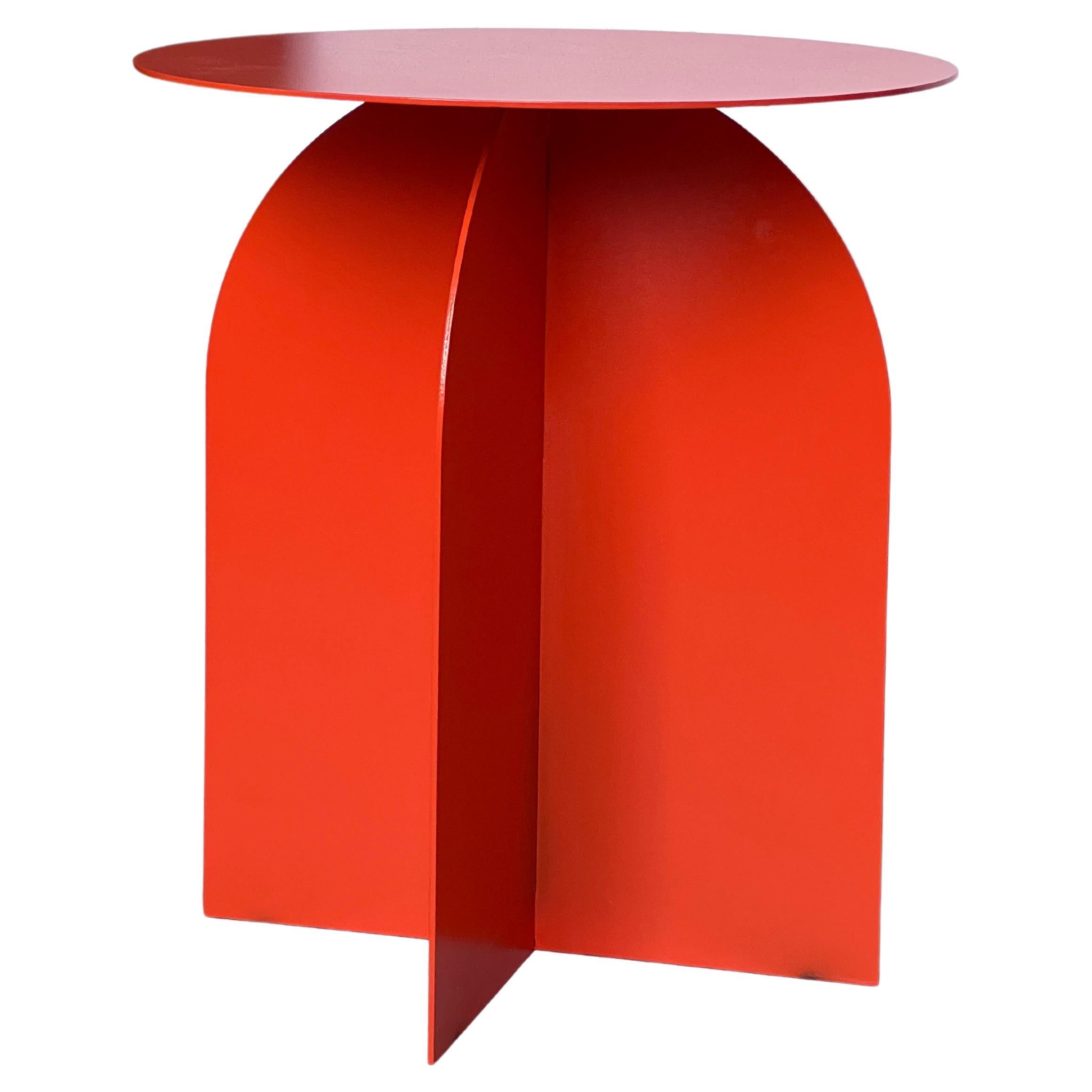 Arches Side Table in Metal , Made in Italy , 1970's Orange  For Sale