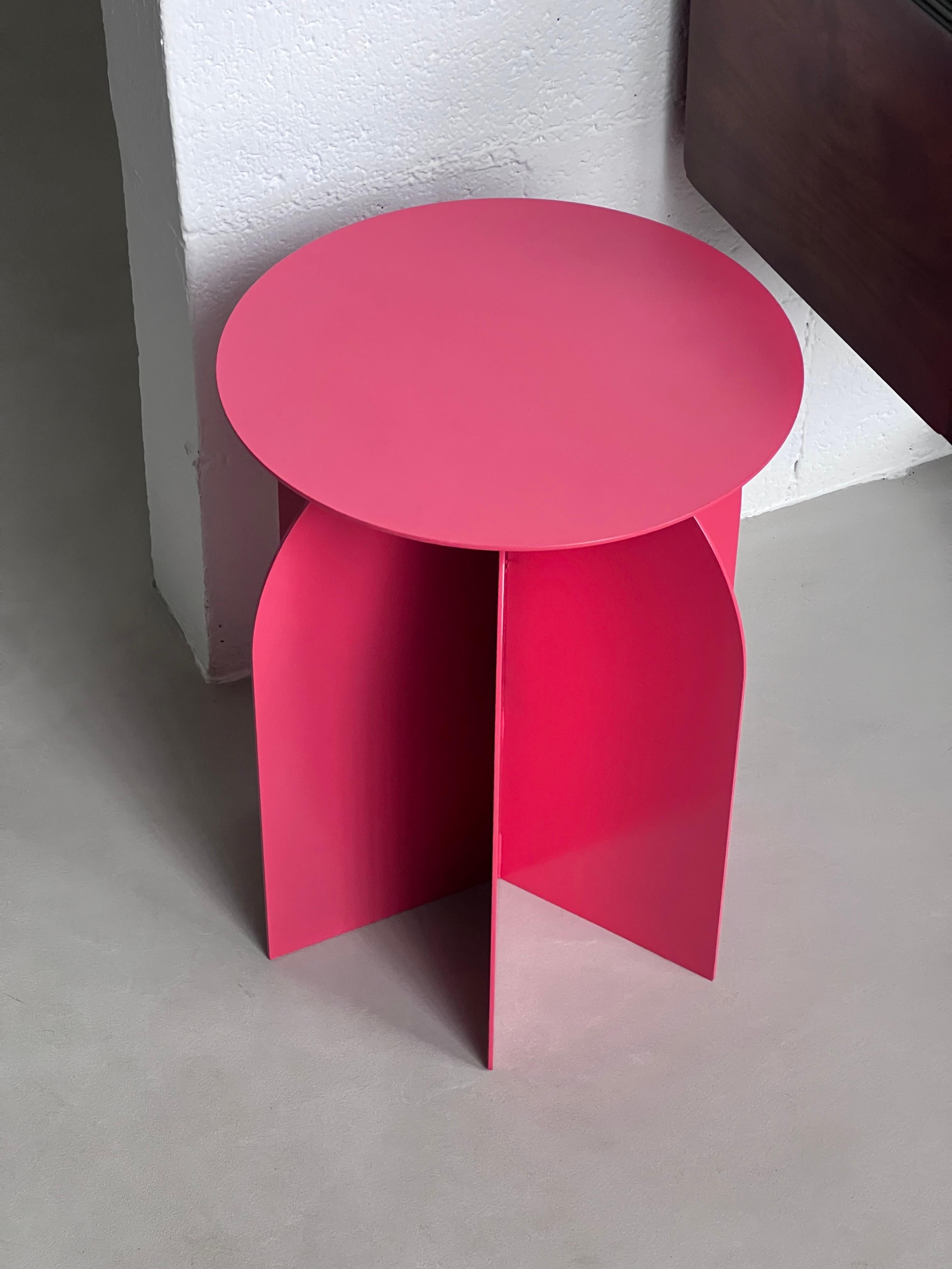 Contemporary Palladium Rocket Side Table in Bright Rose, Collectible Design, MDW 2024 Edition For Sale