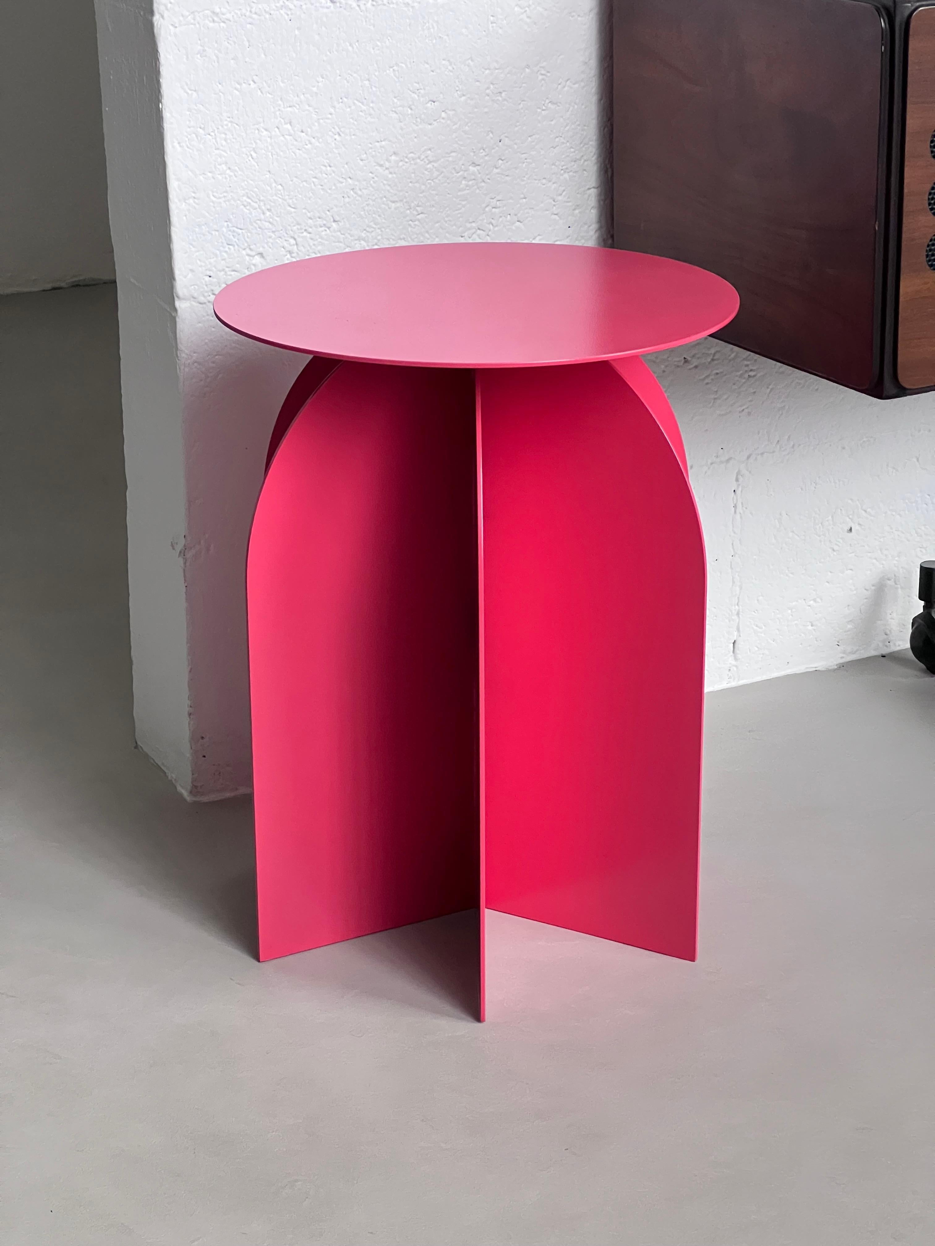 Metal Palladium Rocket Side Table in Bright Rose, Collectible Design, MDW 2024 Edition For Sale