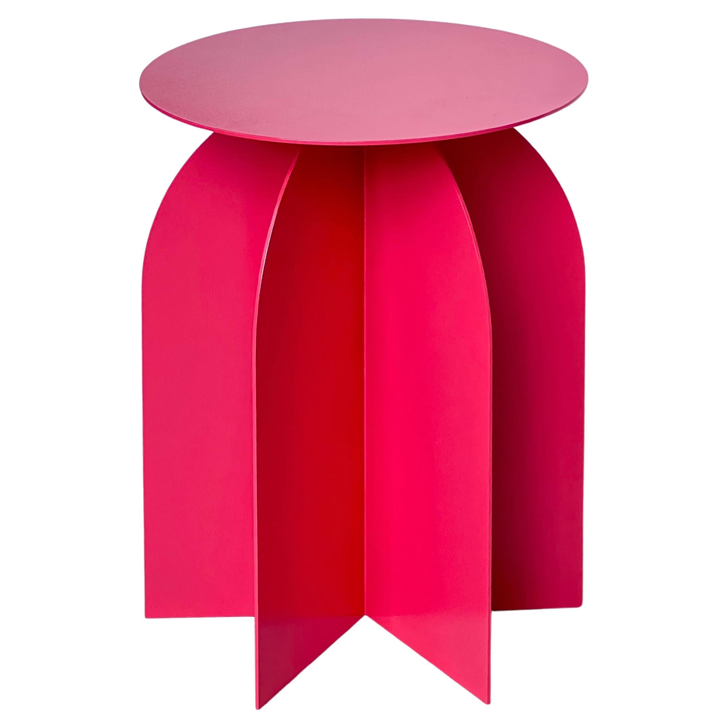 Palladium Rocket Side Table in Bright Rose, Collectible Design, MDW 2024 Edition For Sale