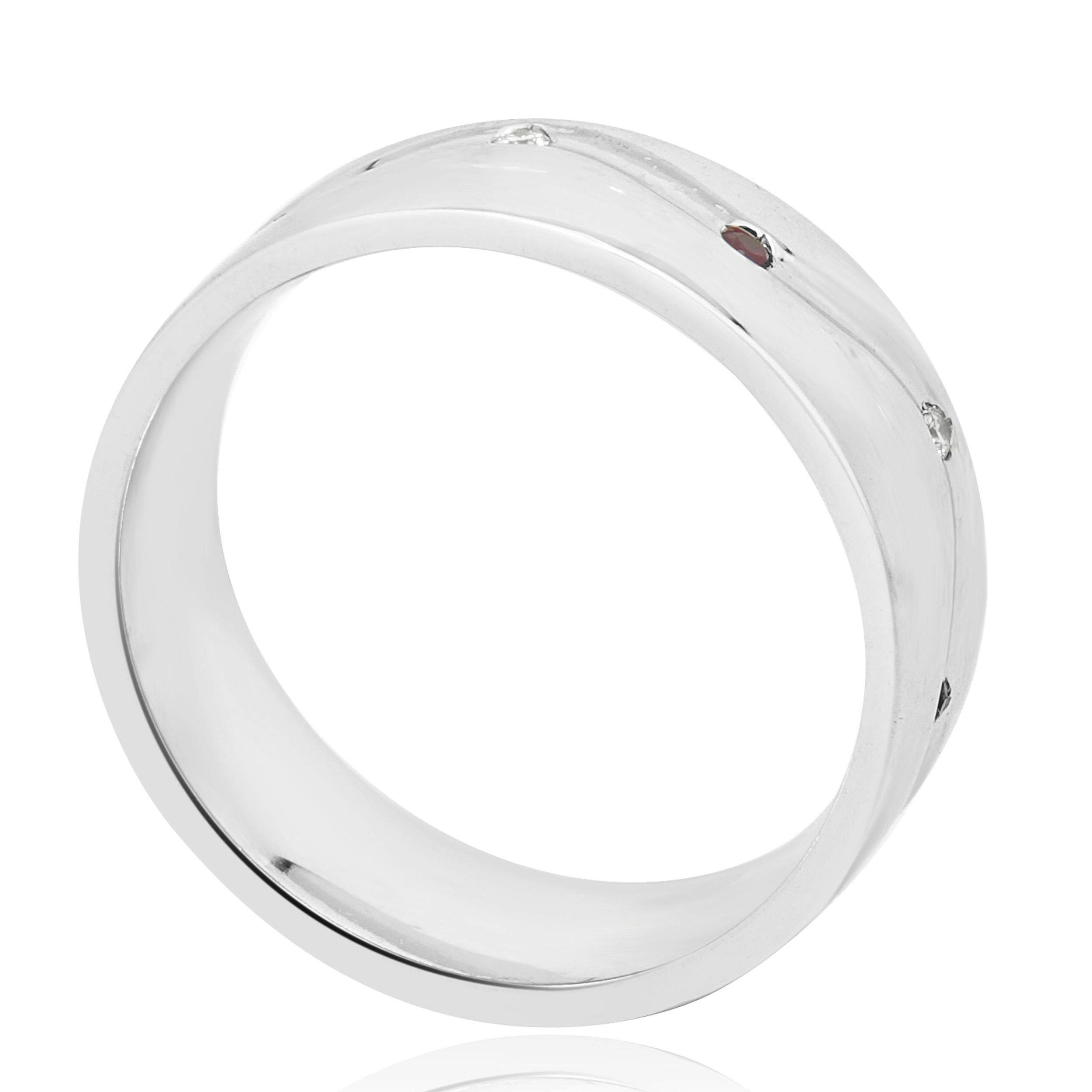 Palladium Ruby and Diamond Wedding Band In Excellent Condition For Sale In Scottsdale, AZ