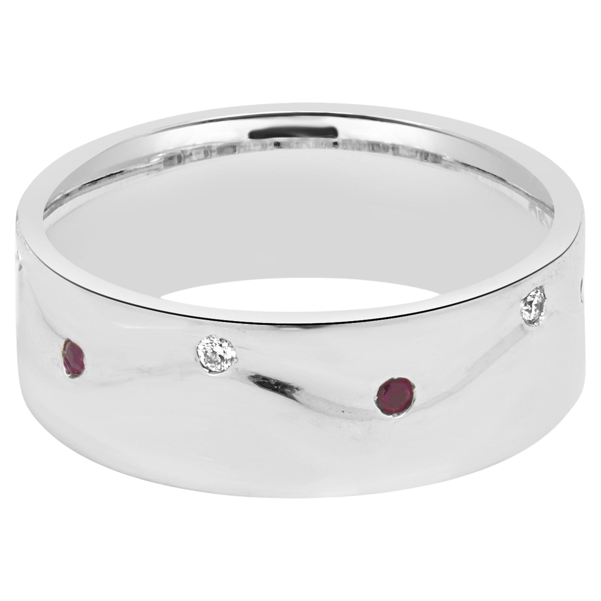 Palladium Ruby and Diamond Wedding Band For Sale