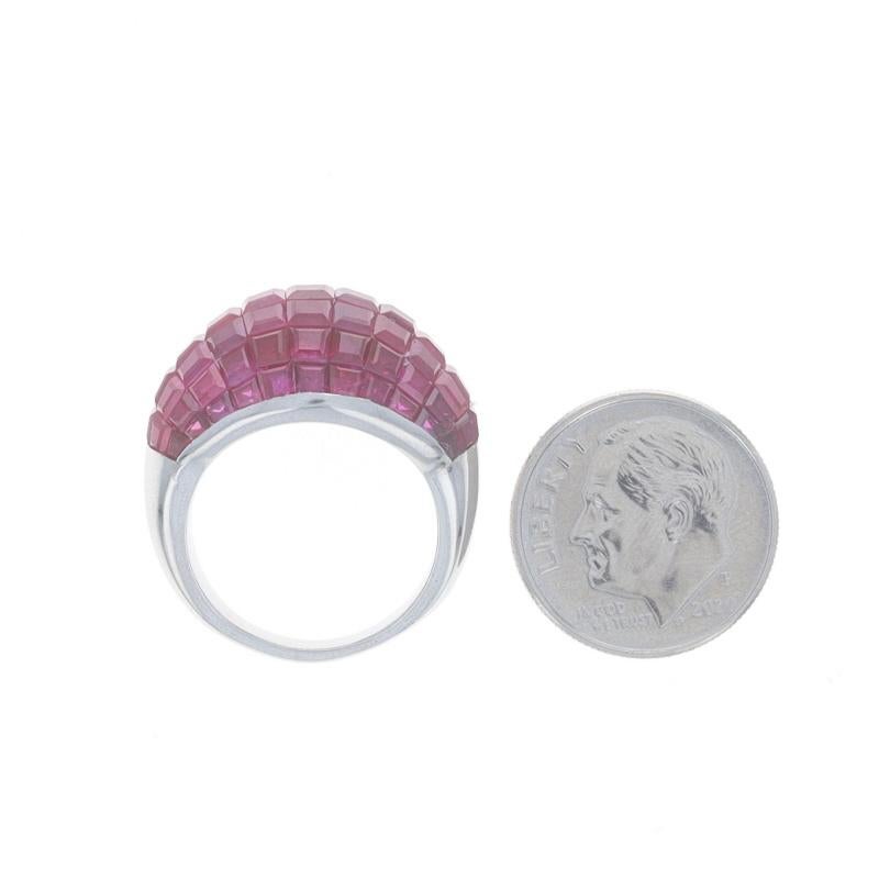 Palladium Ruby Cluster Cocktail Dome Band 18k 8.50ctw Invisible Set Ring Sz5 1/2 For Sale 1