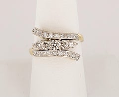 Palladium Russian Made ring in 18K Yellow Gold with Diamonds