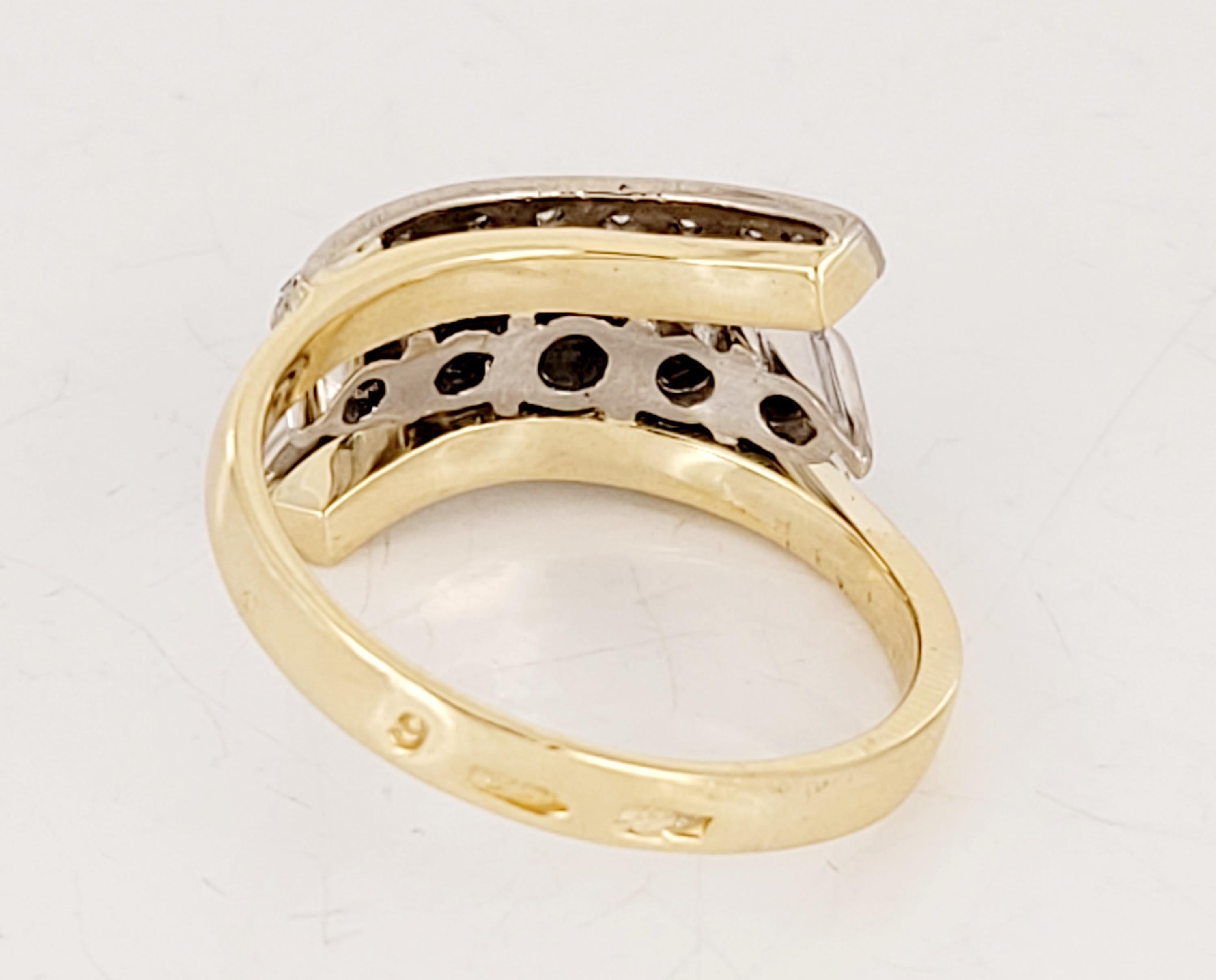 Palladium Russian Made ring in 18K Yellow Gold with Diamonds For Sale 1