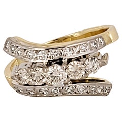 Palladium Russischer Ring aus 18 Karat Gelbgold mit Diamanten