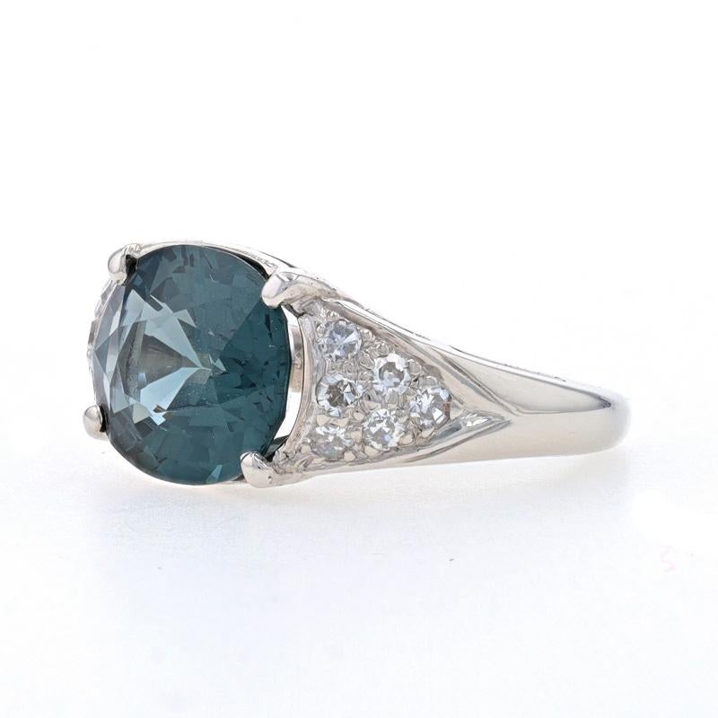 Taglio ovale Anello Vintage con Spinello e Diamante in Palladio - Ovale 3,68ctw Est-Ovest Misura 4 1/2 in vendita