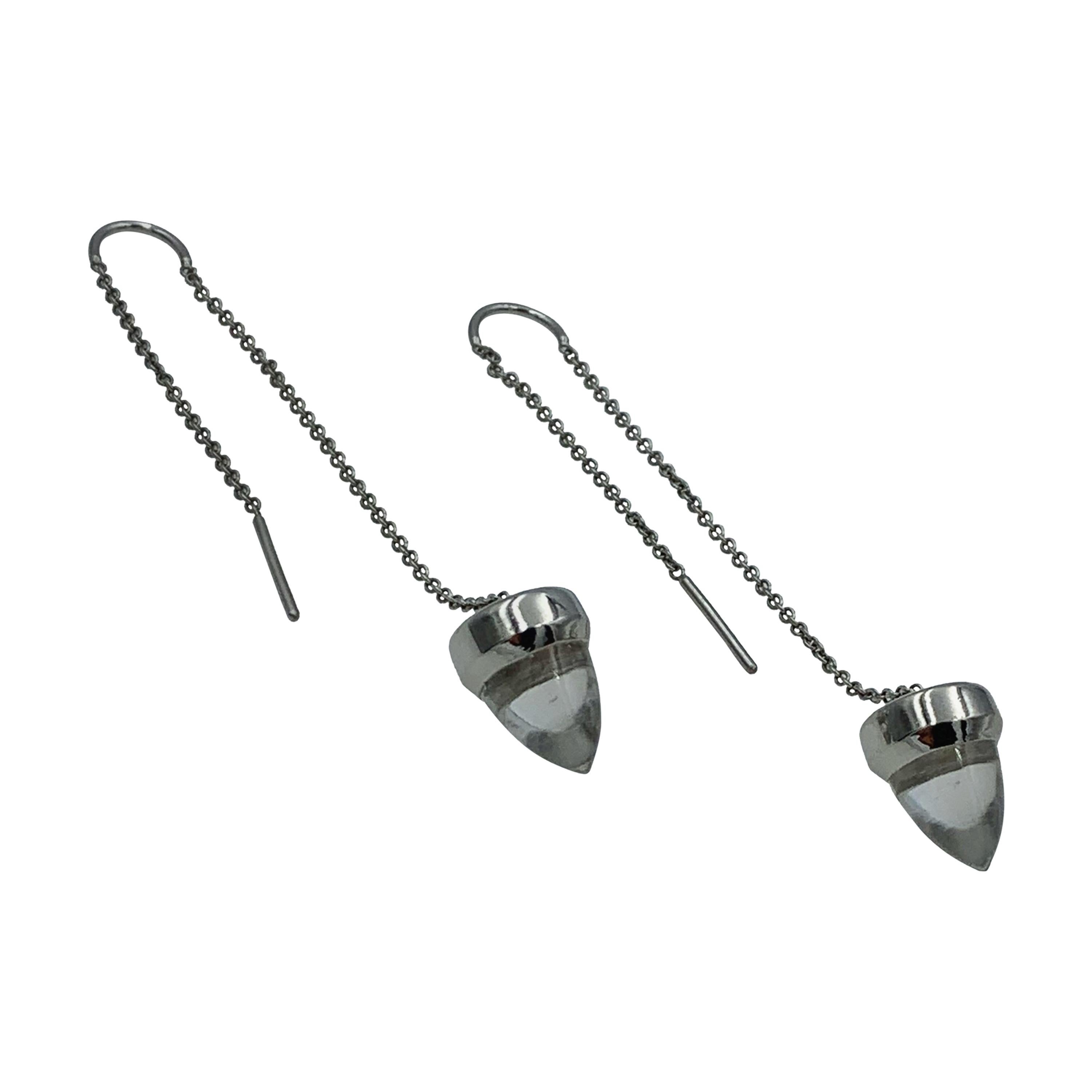 Palladium Threadthrough Earrings in Bullet Quartz