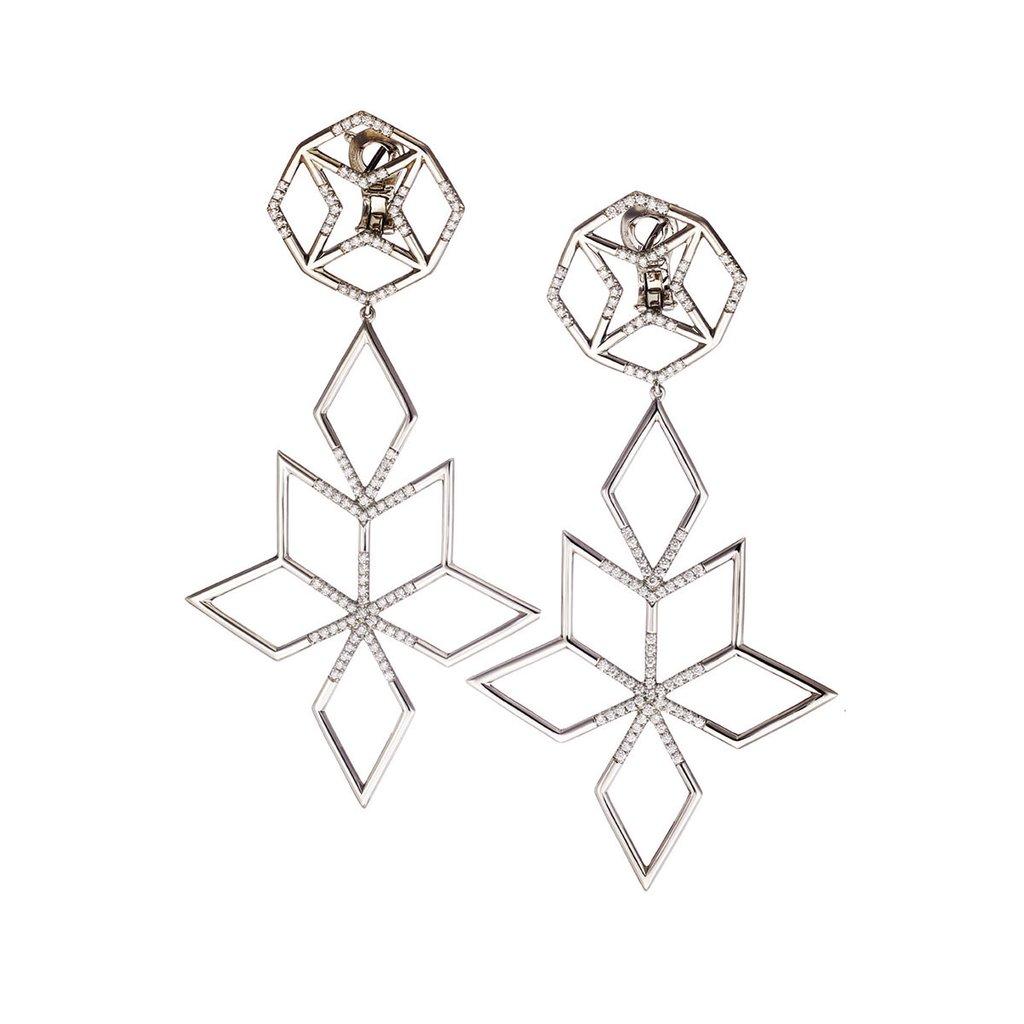 Palladium- und weiße Diamanten-Ohrringe 