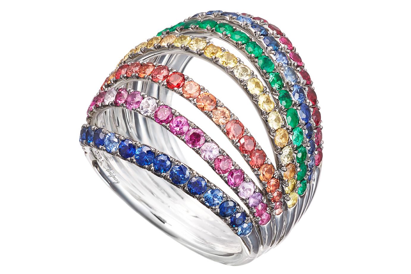 Bague en palladium, diamants blancs et tanzanite violette en vente 4