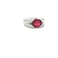 Palladium White Gold Rubellite & Diamond Ring, 1.20ct