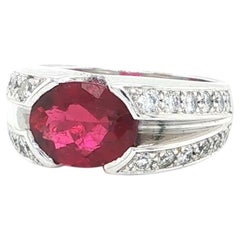 Palladium White Gold Rubellite & Diamond Ring, 1.20ct