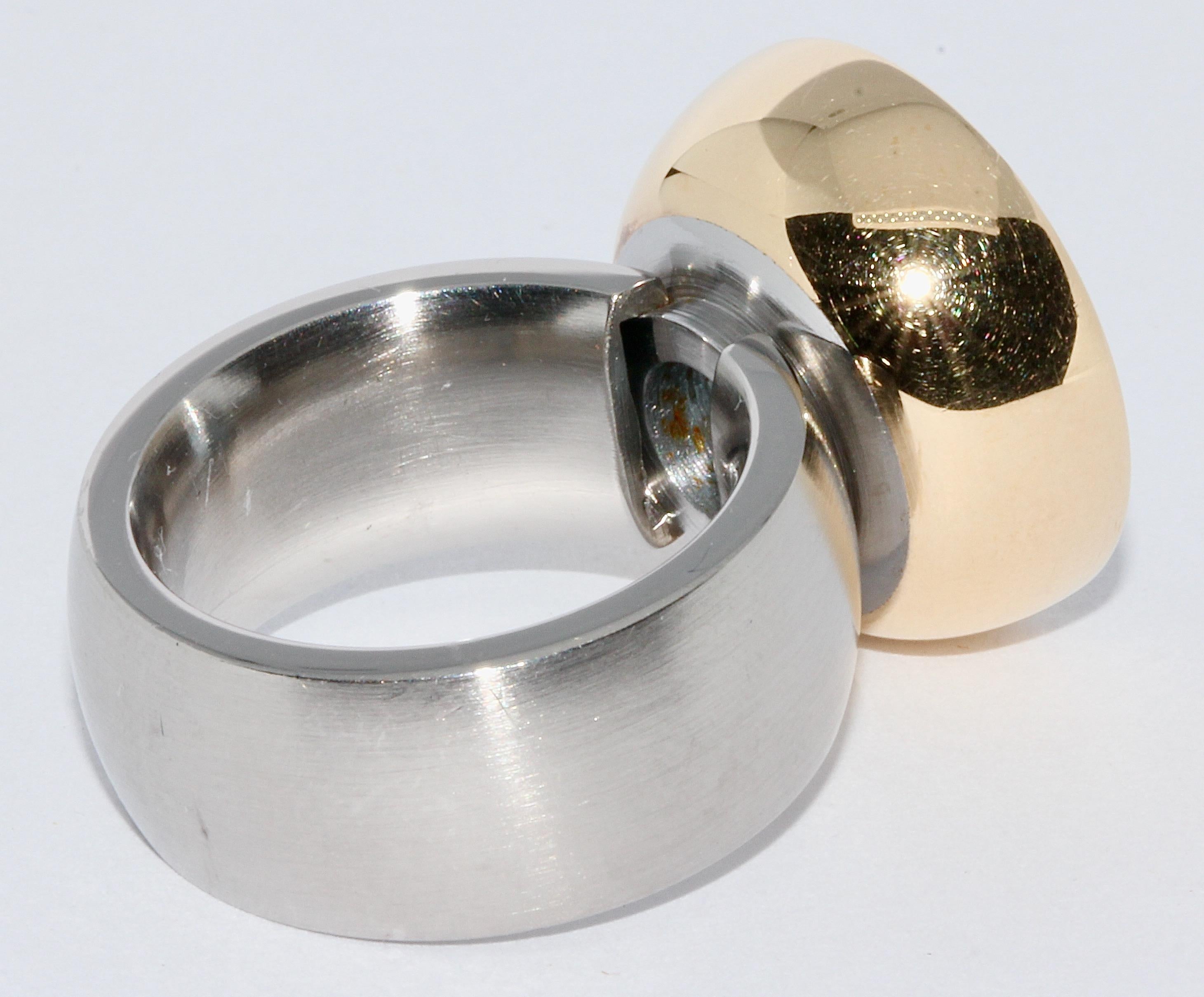 Round Cut Palladium with 18k Gold, Designer Ring by Rohrbacher, Aquamarine and Diamonds For Sale