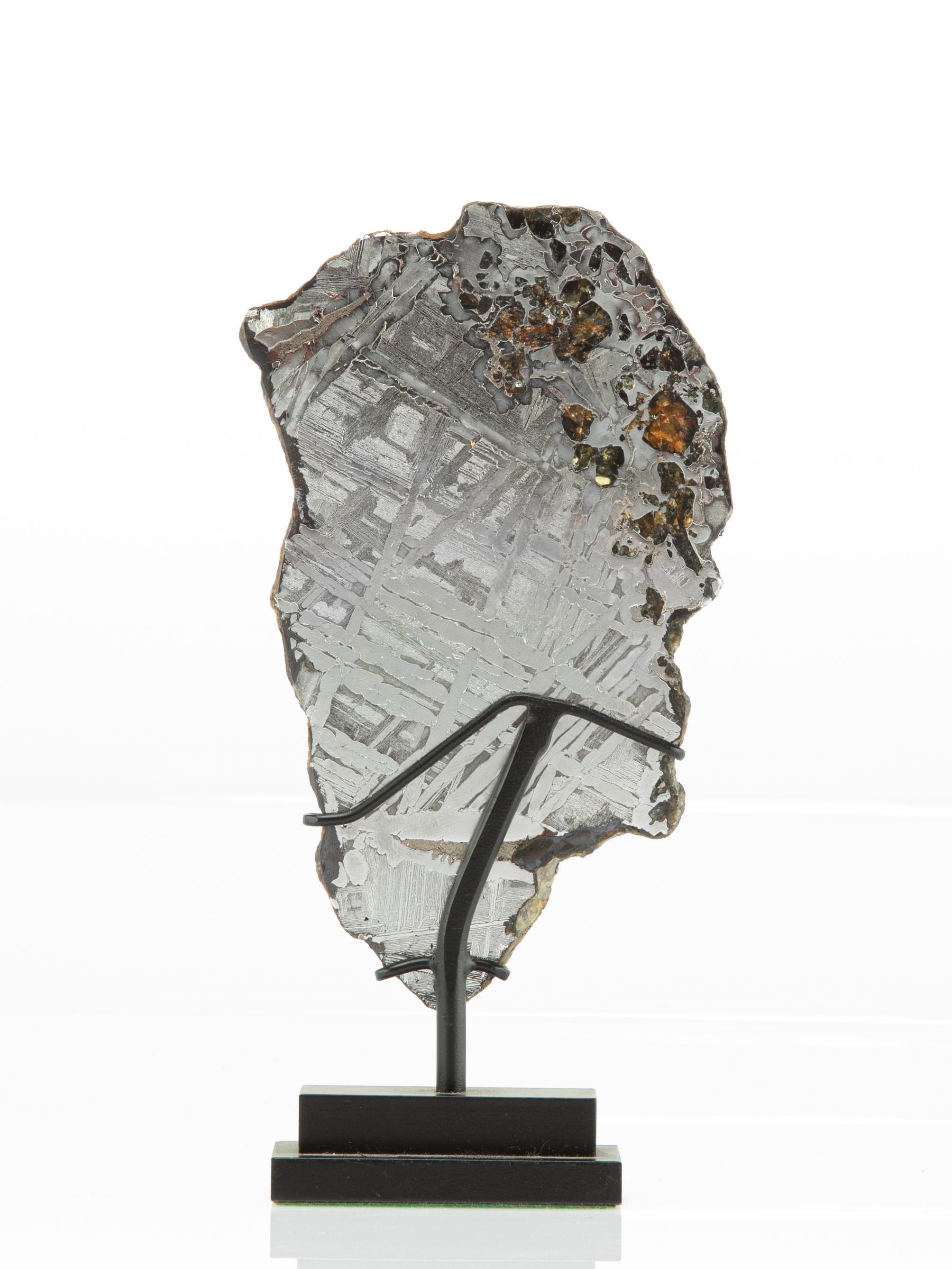 18th Century and Earlier Pallasite Meteorite on Custom Made Metal Base