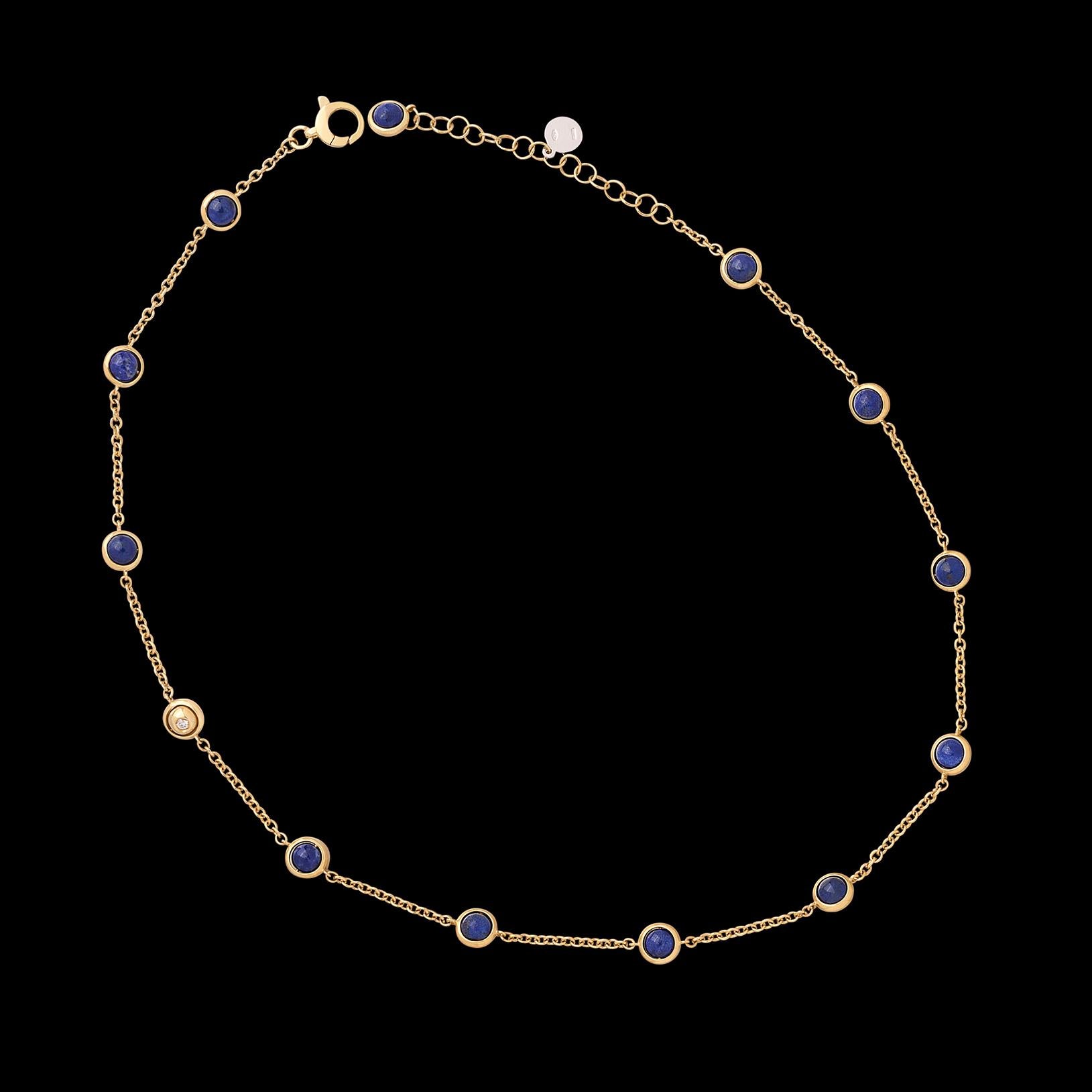 Pallavidini Lapis Lazuli, Diamond & 18k Gold Necklace For Sale 1