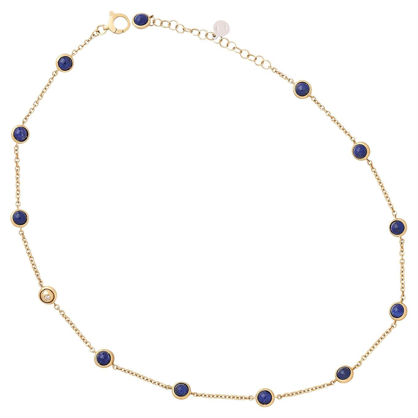 Pallavidini Lapislazuli, Diamant und 18k Gold Halskette