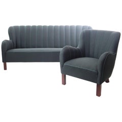 Palle Suenson and Fritz Hansen, Sofa and Easy Chair, 1940s