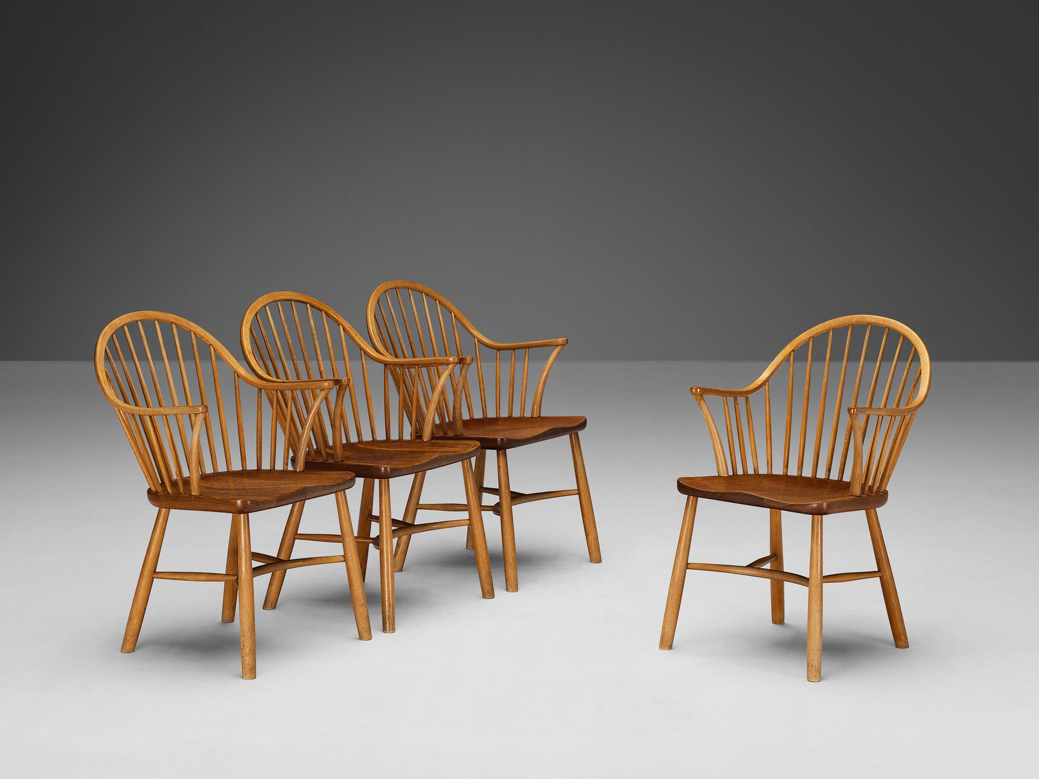 Ensemble de quatre fauteuils Windsor de Palle Suenson pour Fritz Hansen  Bon état - En vente à Waalwijk, NL