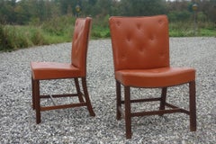 Palle Suenson Pair of Rosewood and Leather Side Chairs by I.C.A. Jensen, 1939