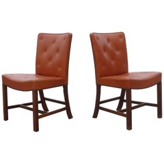 Palle Suenson Pair of Rosewood and Leather Side Chairs by I.C.A. Jensen, 1939
