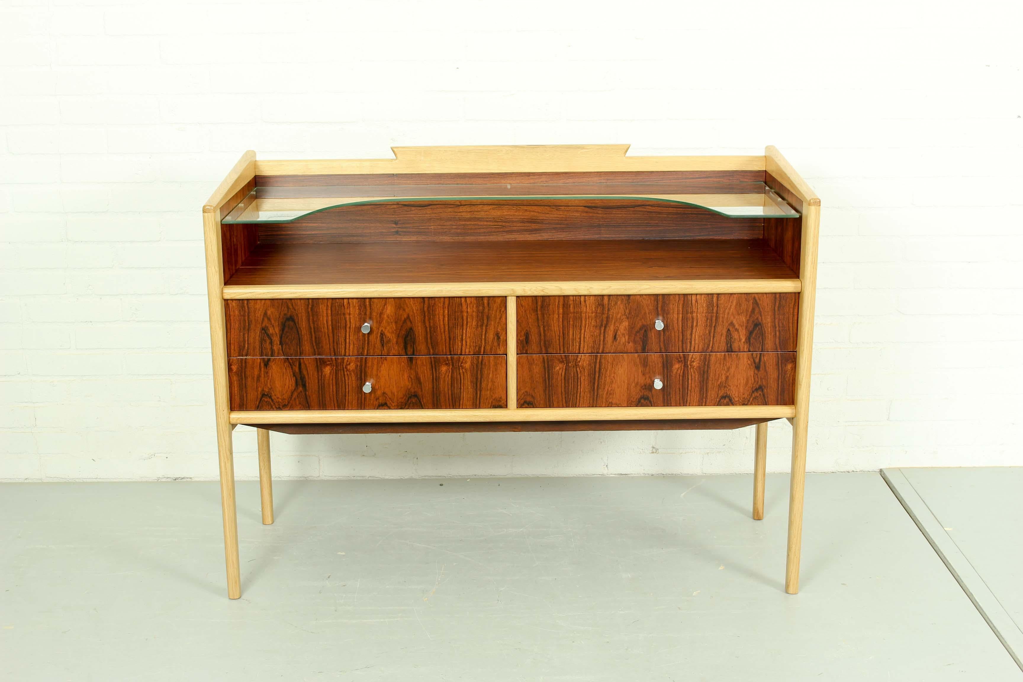 20th Century Pallisander and Oak Vanity Table or Sideboard, 1960s For Sale
