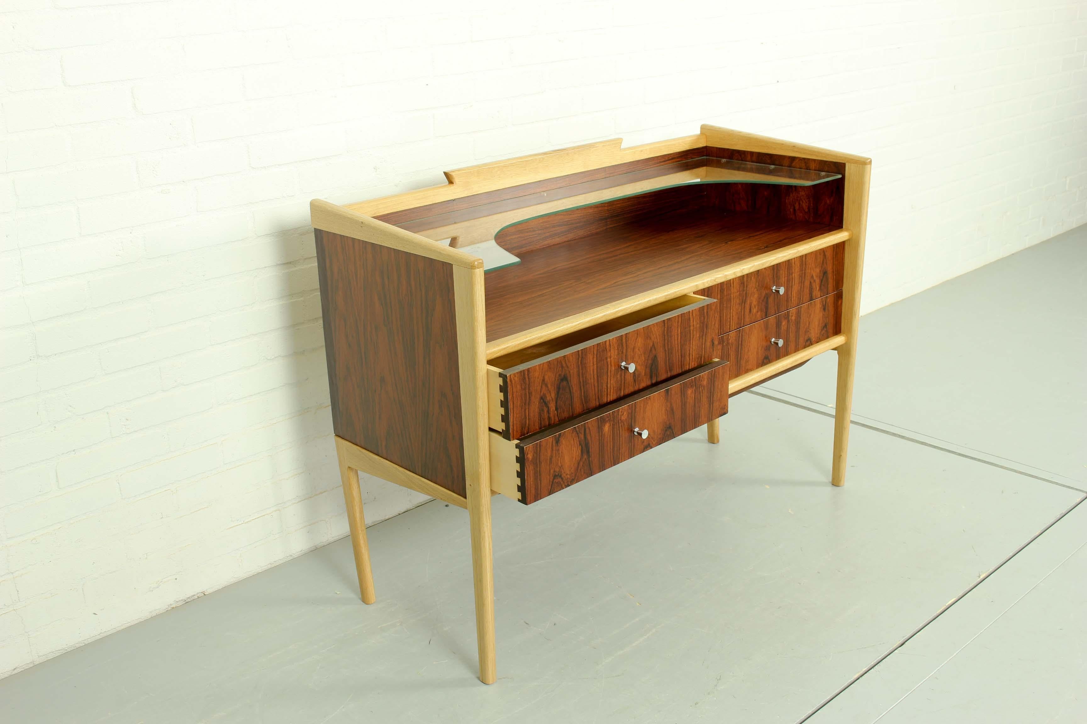 Pallisander and Oak Vanity Table or Sideboard, 1960s For Sale 1