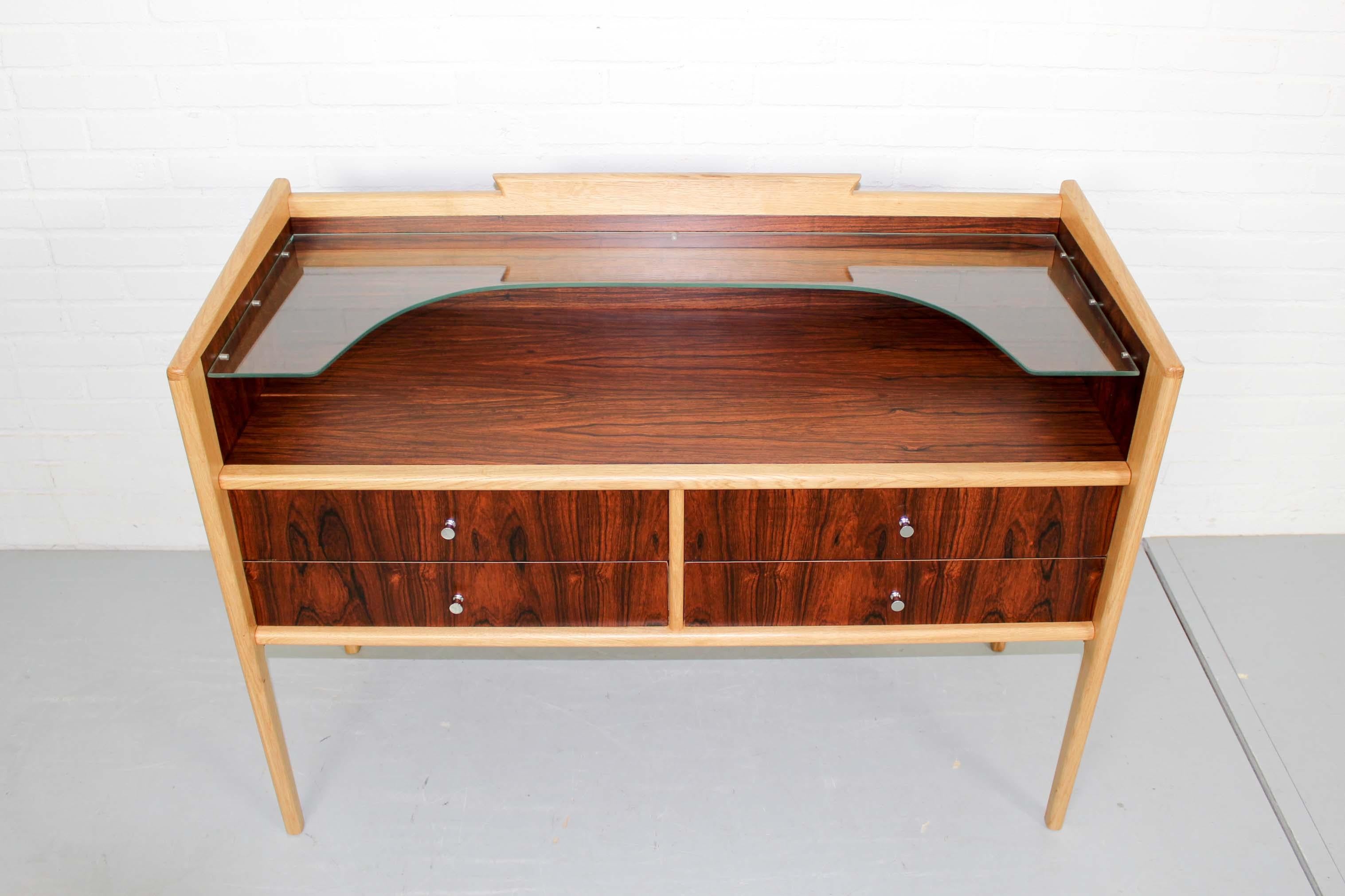 Pallisander and Oak Vanity Table or Sideboard, 1960s For Sale 2