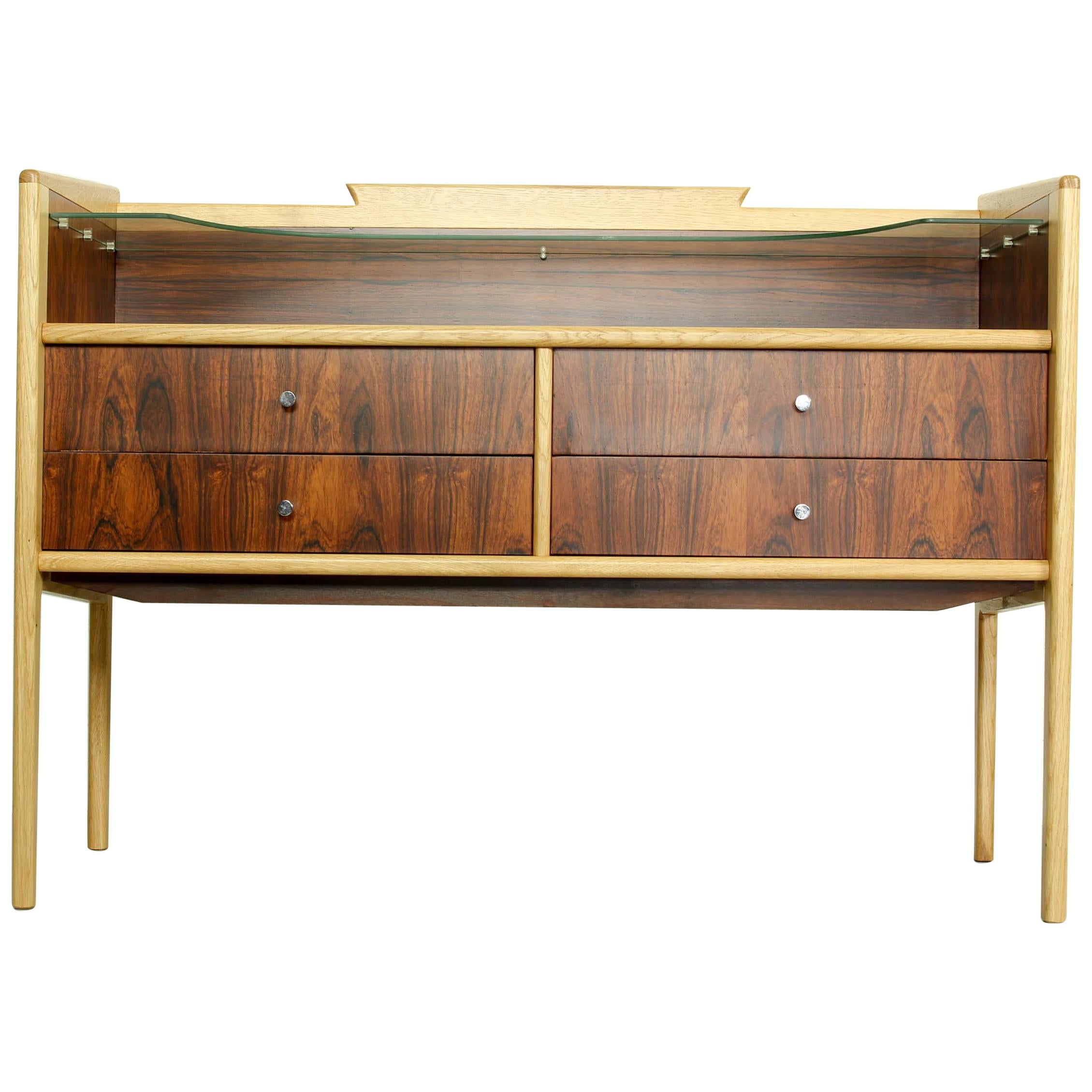 Pallisander and Oak Vanity Table or Sideboard, 1960s For Sale