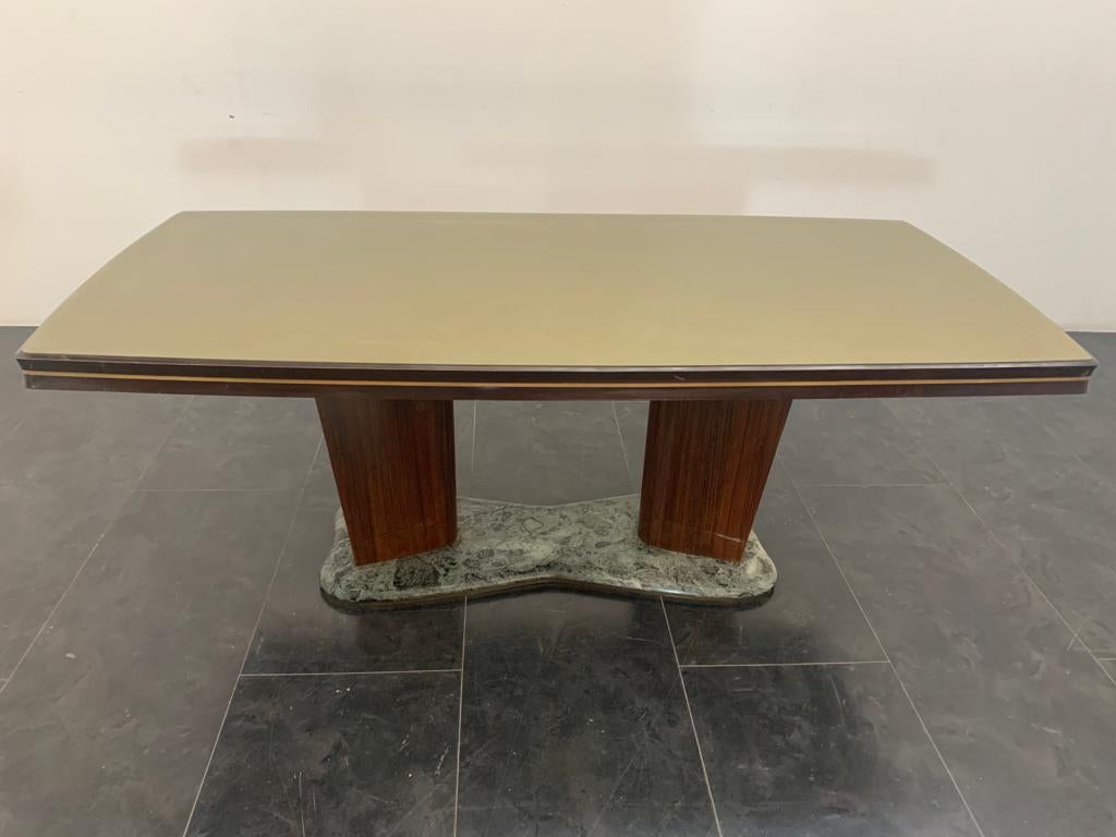 Art Deco Pallissandro Alps Green Marble Base Ceramic Table Attributed to Vittorio Dassi For Sale