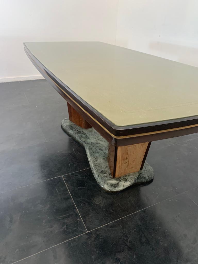 Italian Pallissandro Alps Green Marble Base Ceramic Table Attributed to Vittorio Dassi For Sale
