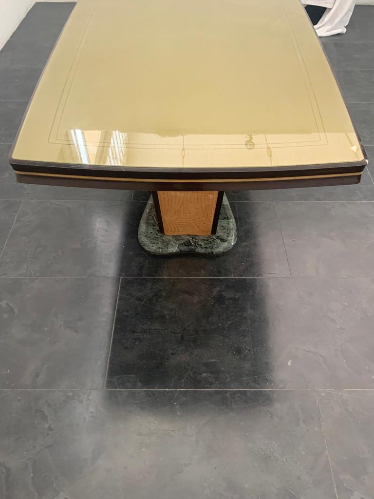 Pallissandro Alps Green Marble Base Ceramic Table Attributed to Vittorio Dassi In Excellent Condition For Sale In Montelabbate, PU