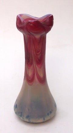 Pallme Koenig Blue, Pink and Ivory Iridised Glass Vase  c1899