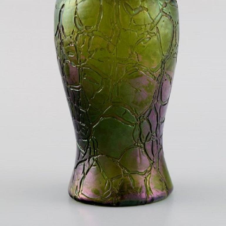 Early 20th Century Pallme-könig Art Nouveau Vase in Green Art Glass, App. 1900 For Sale