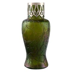 Used Pallme-könig Art Nouveau Vase in Green Art Glass, App. 1900