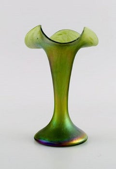 Pallme-König Art Nouveau Vase in Green Art Glass, Approx 1900