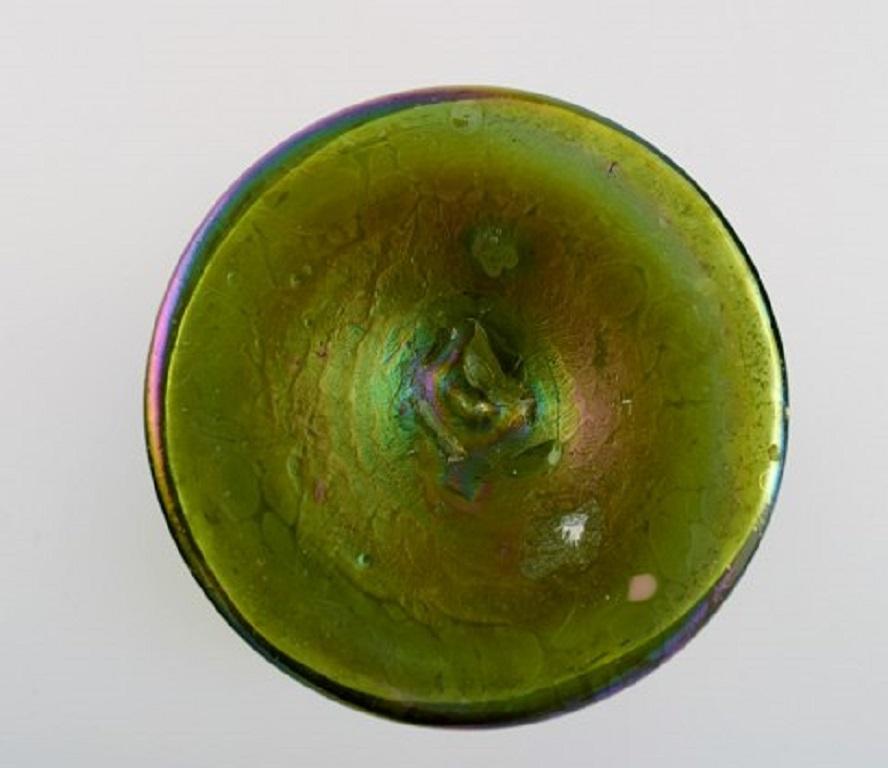Jugendstilvase aus grünem Kunstglas von Pallme-Knig, um 1900 (Frühes 20. Jahrhundert) im Angebot
