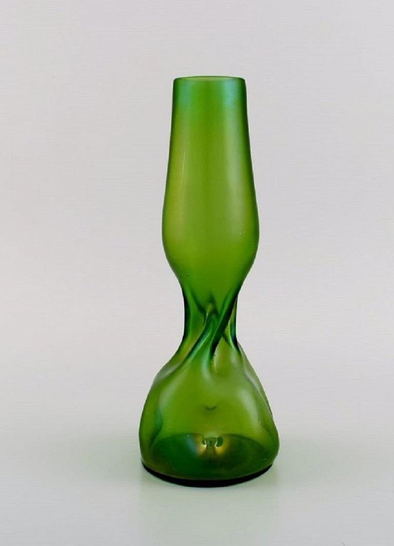 Austrian Pallme-König Art Nouveau Vase in Green Mouth-Blown Art Glass, Approx, 1910 For Sale